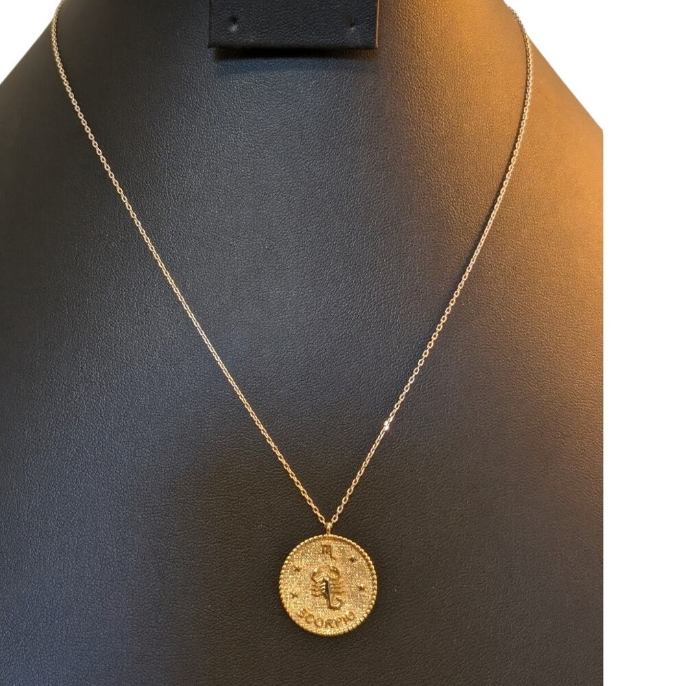 Gold Tone Scorpio Pendant Necklace